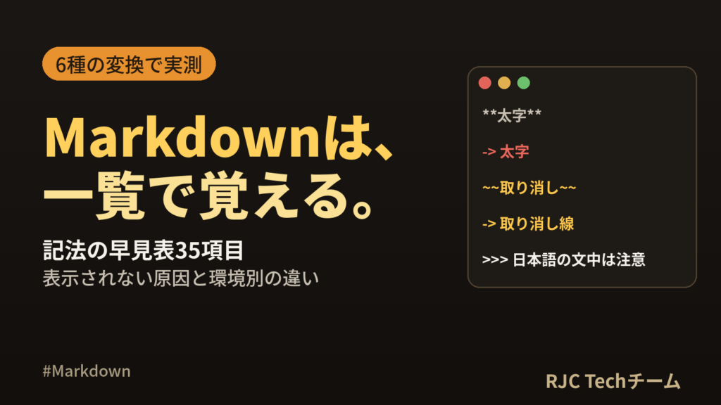 Markdownの書き方一覧｜記法早見表と環境別の対応・変換結果つき