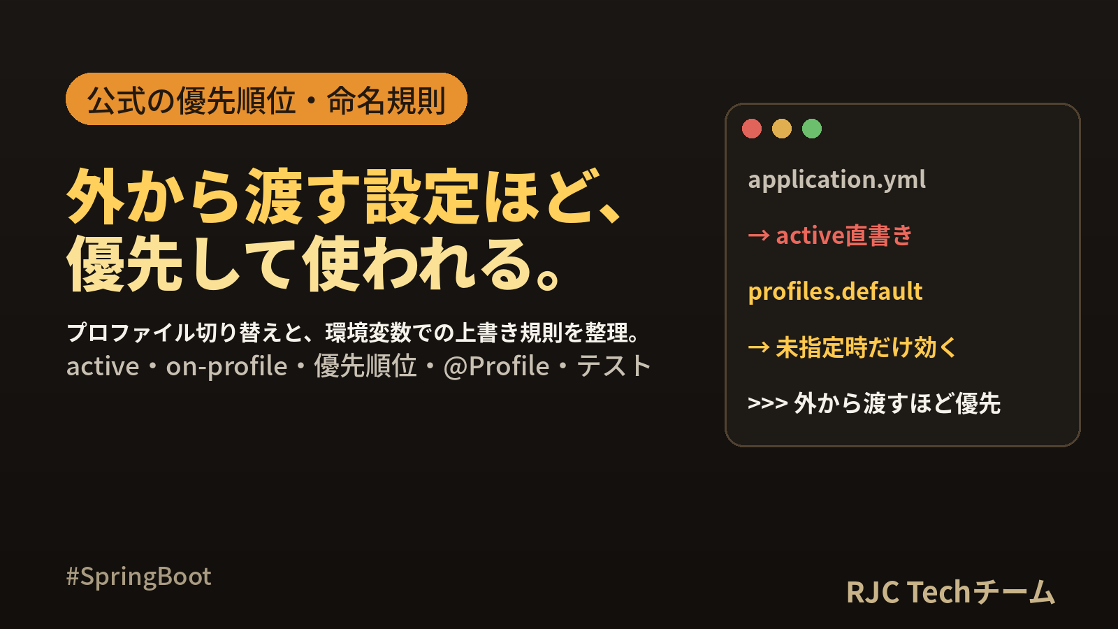 Spring Bootプロファイル切り替え｜application.ymlと優先順位