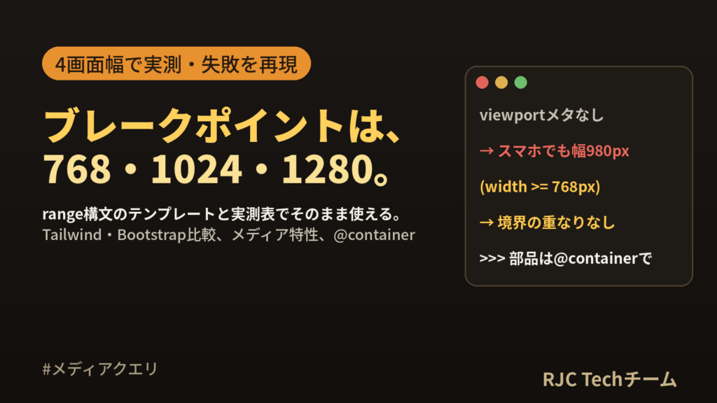 メディアクエリ ブレークポイント｜2026年版の推奨値と書き方テンプレート
