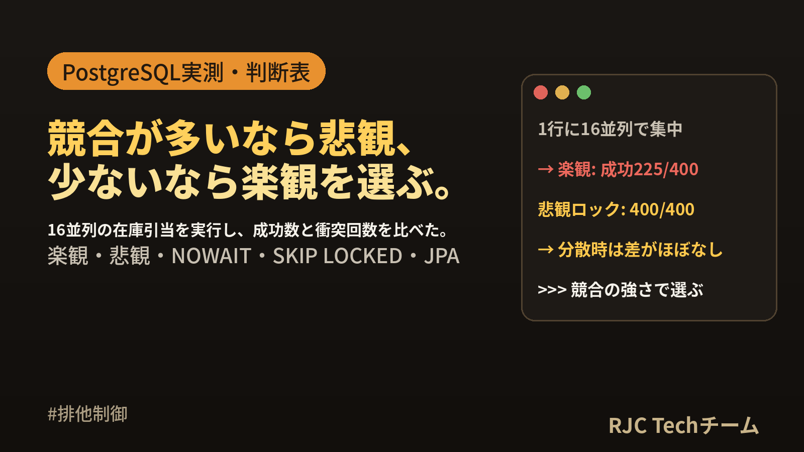 楽観ロックと悲観ロックの違い｜PostgreSQL実測でわかる使い分け
