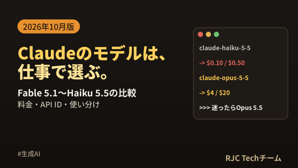 Claudeモデル比較2026年10月版｜Haiku 5.5〜Fable 5.1料金
