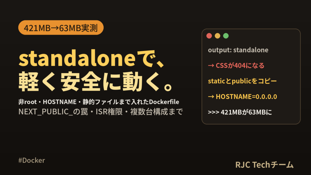Next.jsをDockerでデプロイ｜standaloneで421MB→63MB