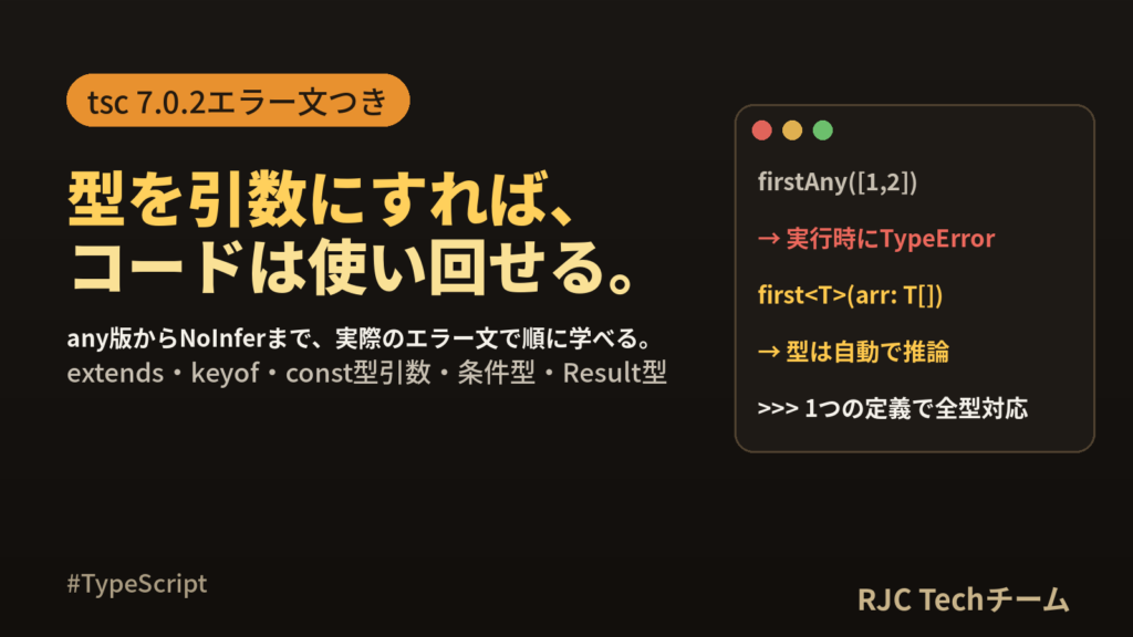 TypeScriptジェネリクスの使い方｜基本から実務パターンまでエラー文つき