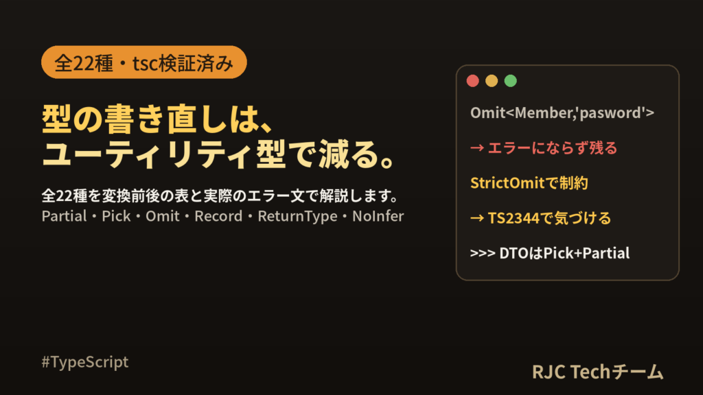 TypeScriptのユーティリティ型一覧｜全22種を変換前後とエラー文で解説