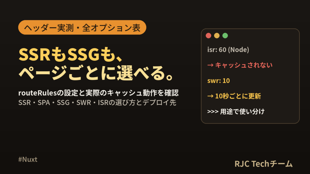 Nuxt SSR・SSGの設定｜routeRules全オプションとヘッダー実測