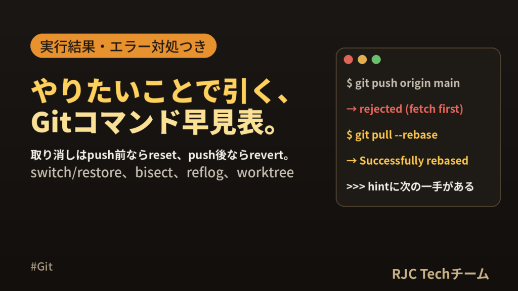 Gitコマンド一覧｜やりたいこと別の早見表と実行結果・エラー対処
