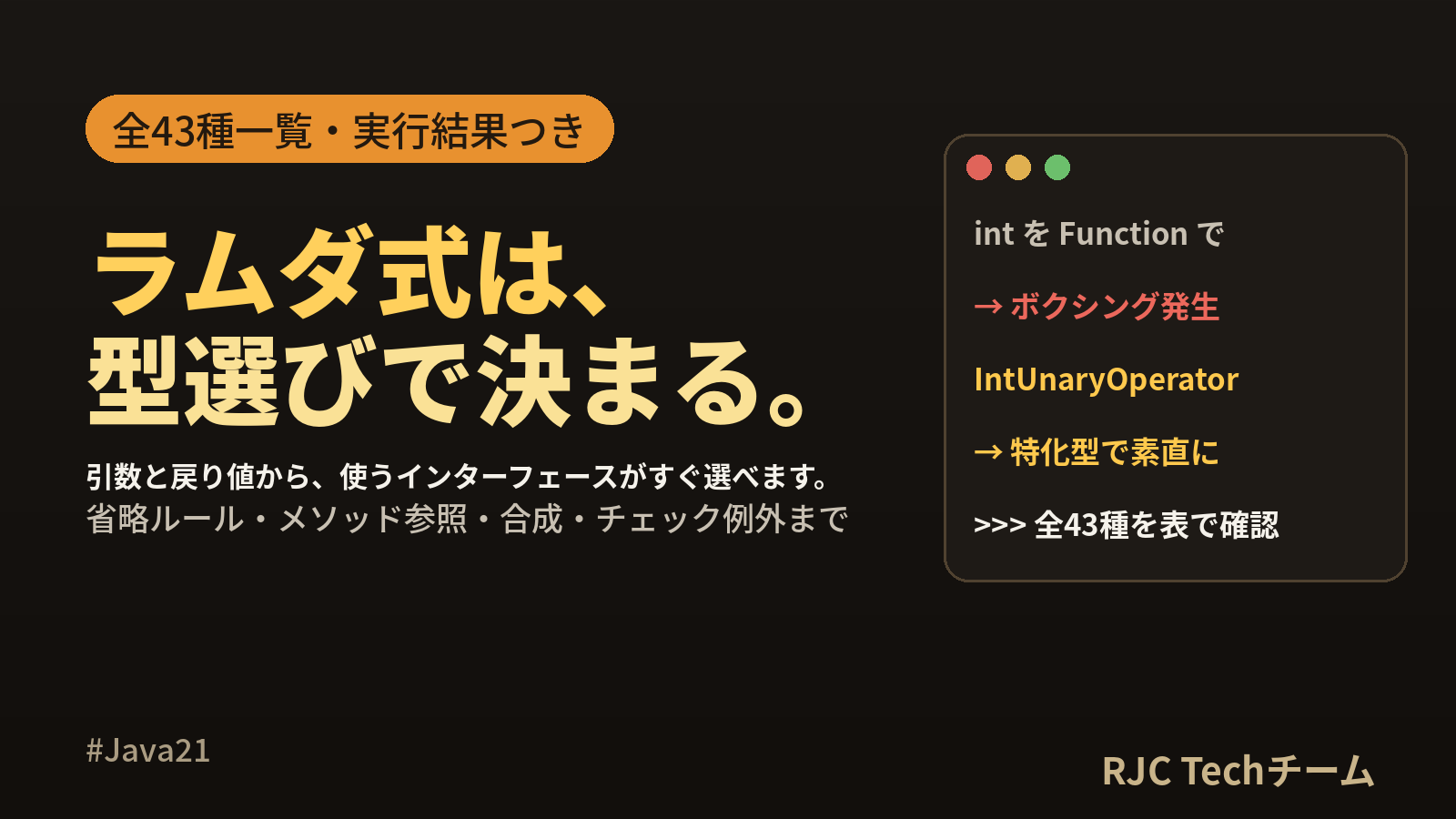 Java ラムダ式の使い方｜関数型インターフェース全43種の一覧と実行結果