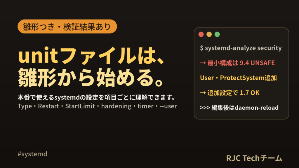 systemdサービス登録｜本番用unitファイル雛形と設定項目の意味