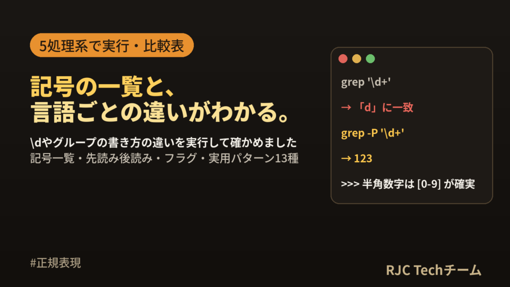 正規表現 早見表｜記号一覧・言語別の違い・実用パターン（実行結果つき）