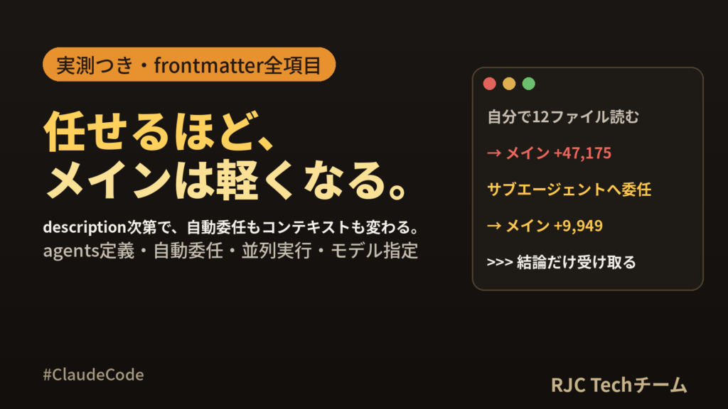 Claude Codeサブエージェントの使い方｜実測で見る委任とコンテキスト節約