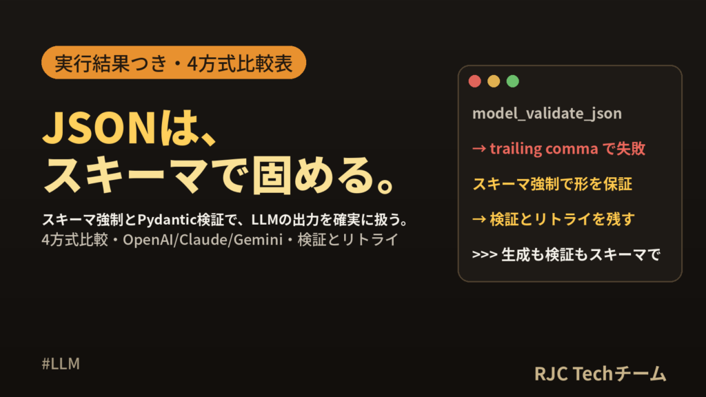 LLMの構造化出力とJSON｜4方式の違いとPydantic検証の実行結果