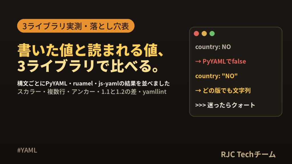 YAMLの書き方｜構文一覧とパース結果、落とし穴10例を実測