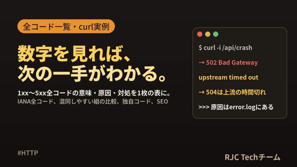 HTTPステータスコード 一覧｜全コードの原因と対処・curl実例つき