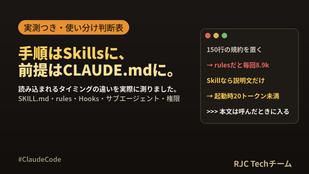 CLAUDE.mdとSkillsの違い｜使い分け判断表と移し替え手順
