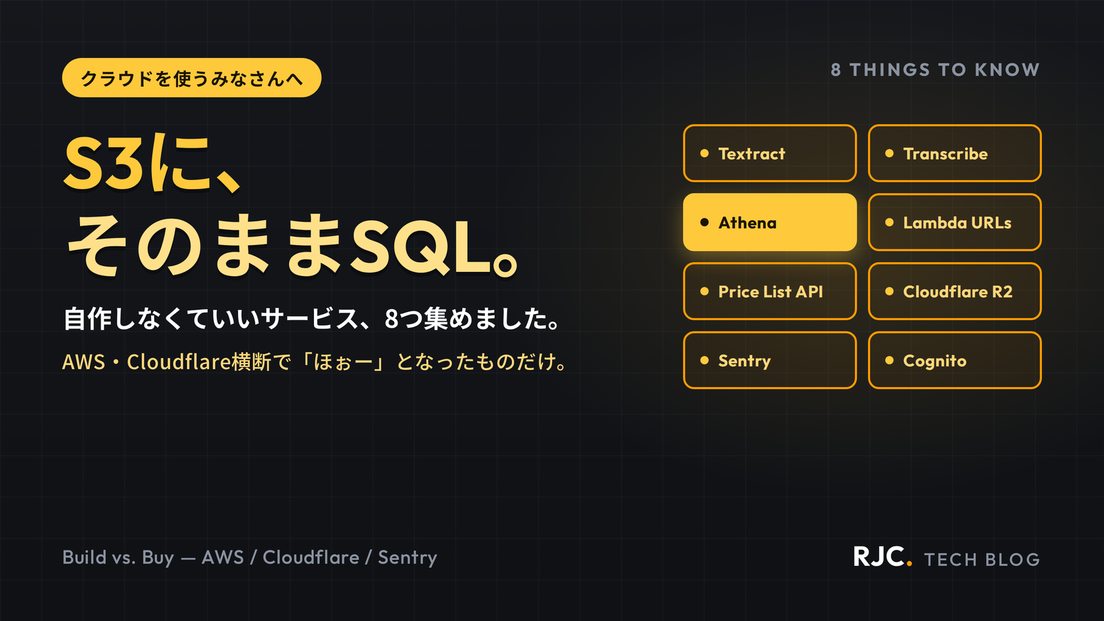 S3に、そのままSQL。クラウド技術8選｜Textract・Lambda Function URLs・Cognito
