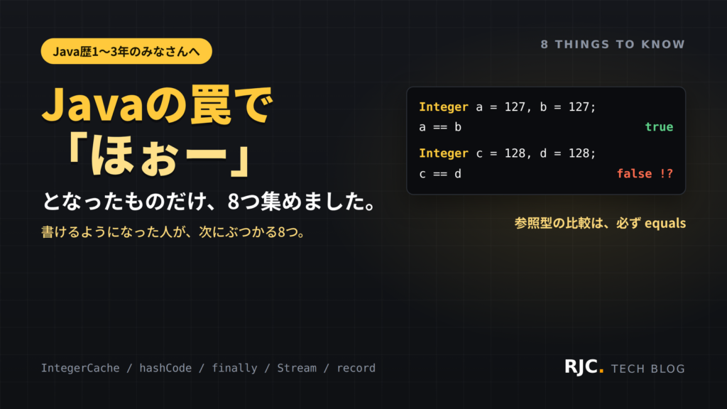 Javaの罠8選｜Integerは128から==がfalse
