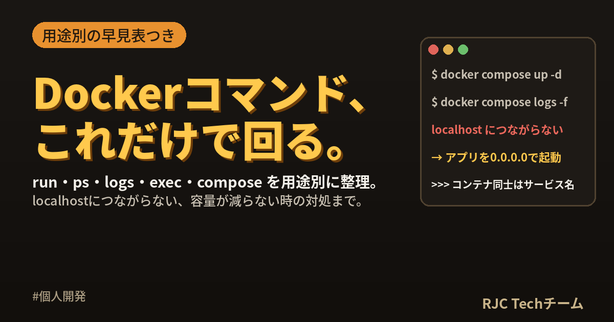 Dockerコマンド早見表｜よく使う操作とつながらない時の対処