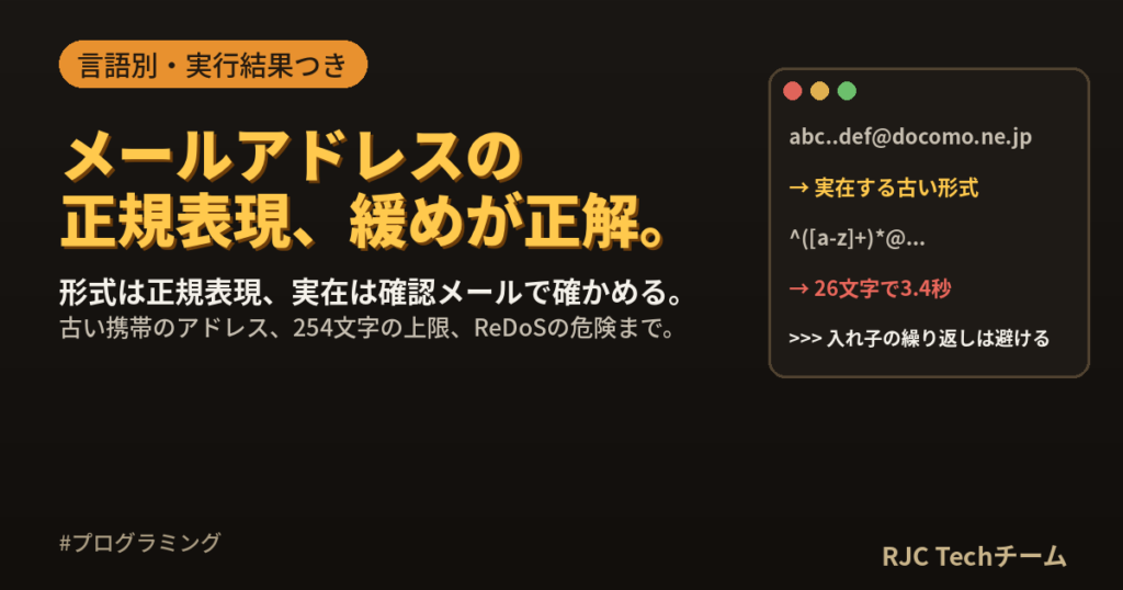 メールアドレスの正規表現｜実用パターンとチェックの注意点