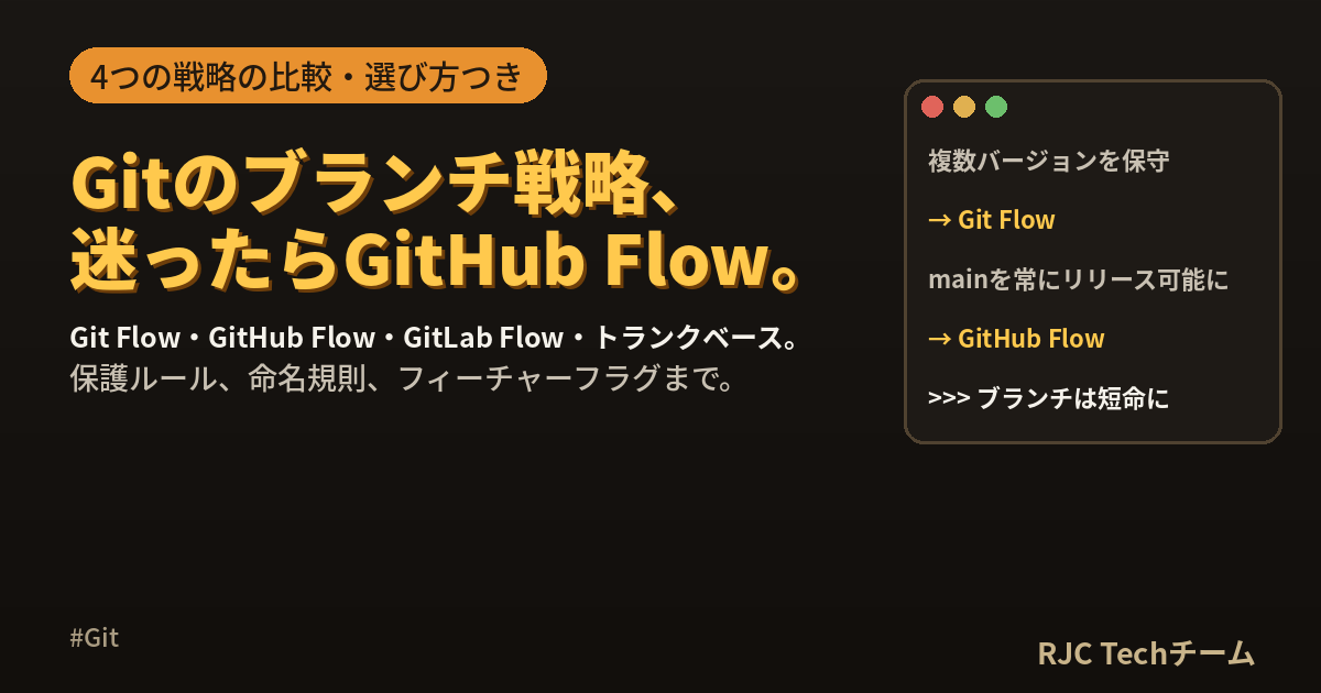 Gitのブランチ戦略｜Git Flow・GitHub Flowの違いと選び方