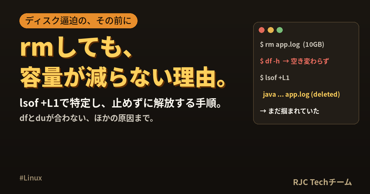 Linuxでrmしても容量が減らない原因と対処法