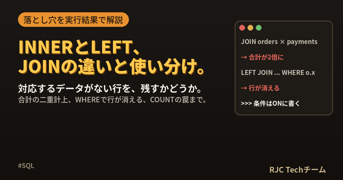 SQLのJOINの違い｜INNER JOINとLEFT JOINの使い分け