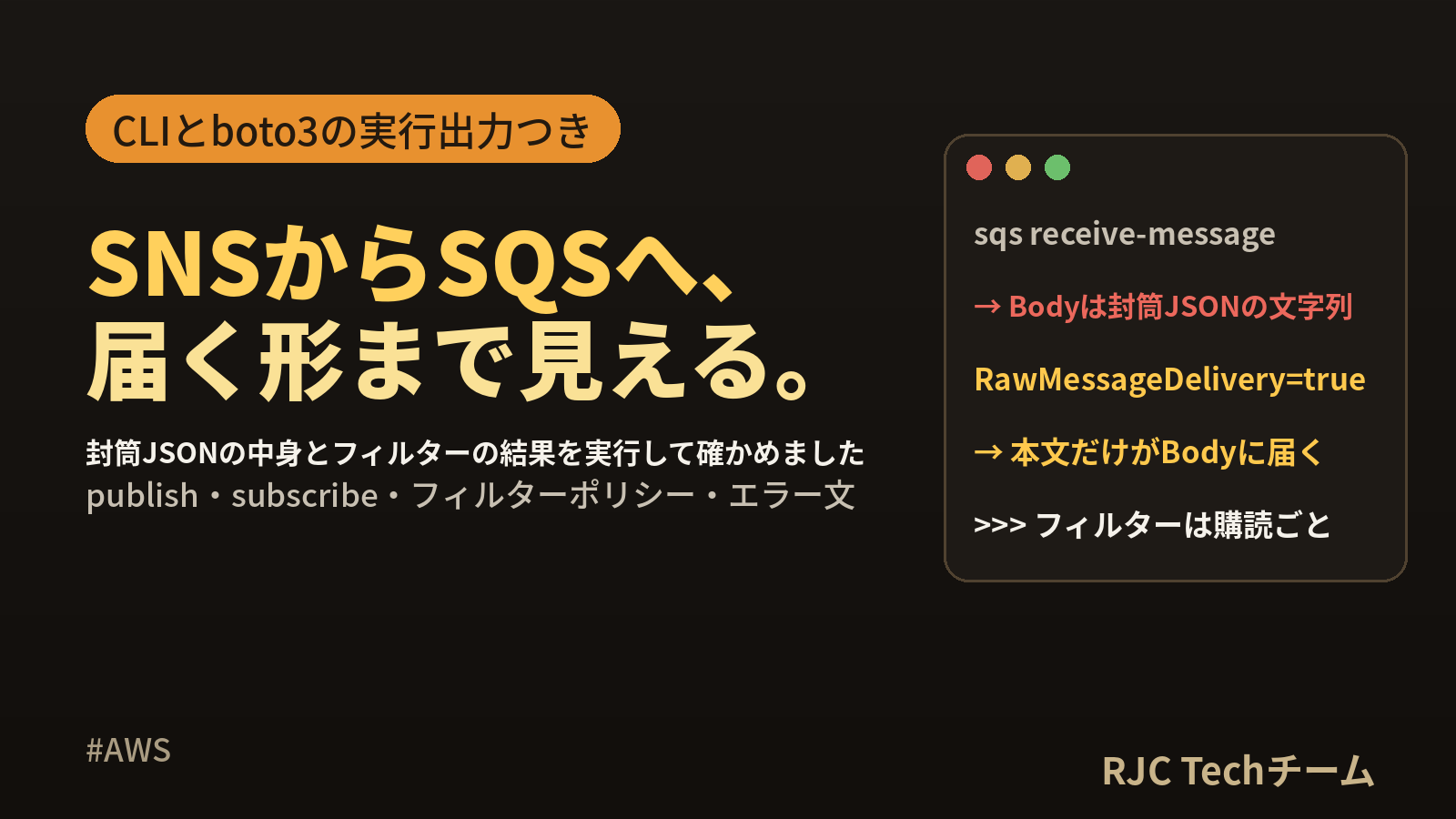 Amazon SNSの使い方 CLI・boto3とSQSファンアウト早見表