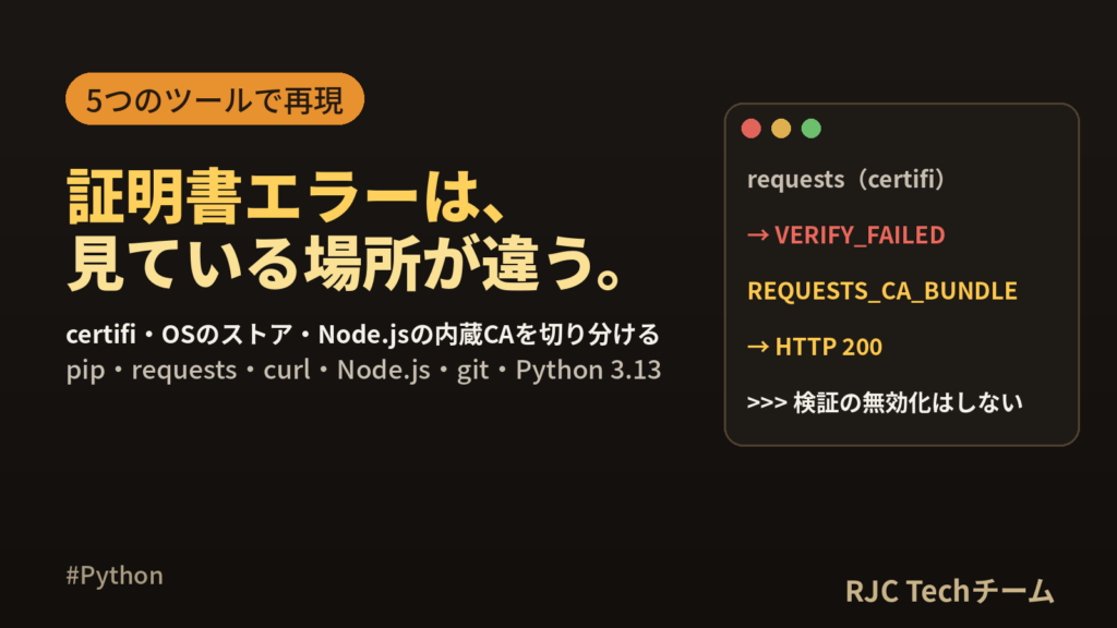 CERTIFICATE_VERIFY_FAILEDの直し方｜pip・Node