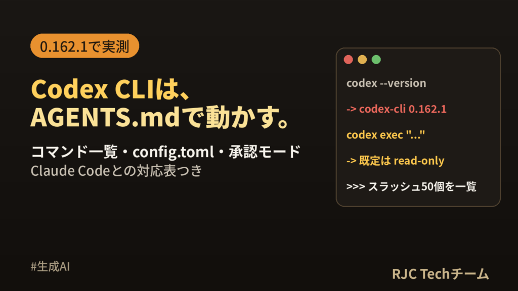 Codex CLI 使い方｜コマンド一覧・config.toml・AGENTS.md