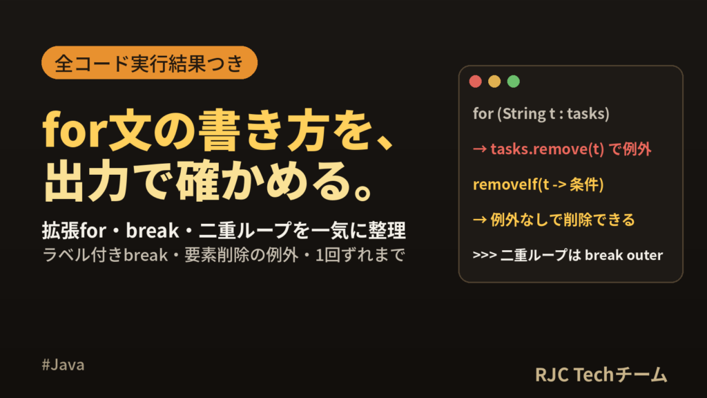 Java for文と拡張for文の使い方｜break・continue・二重ループ