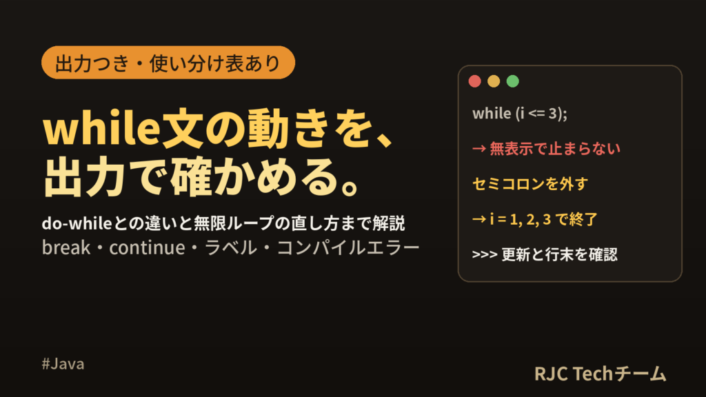 Java while文とdo-whileの使い方｜breakと無限ループ