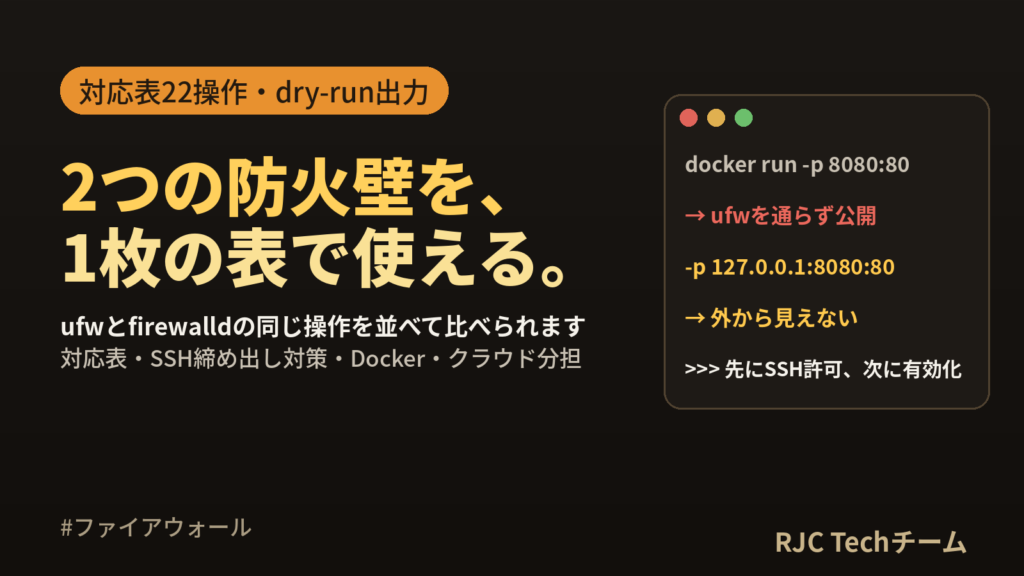 ufwとfirewalldの使い方｜コマンド対応表とSSH締め出し対策