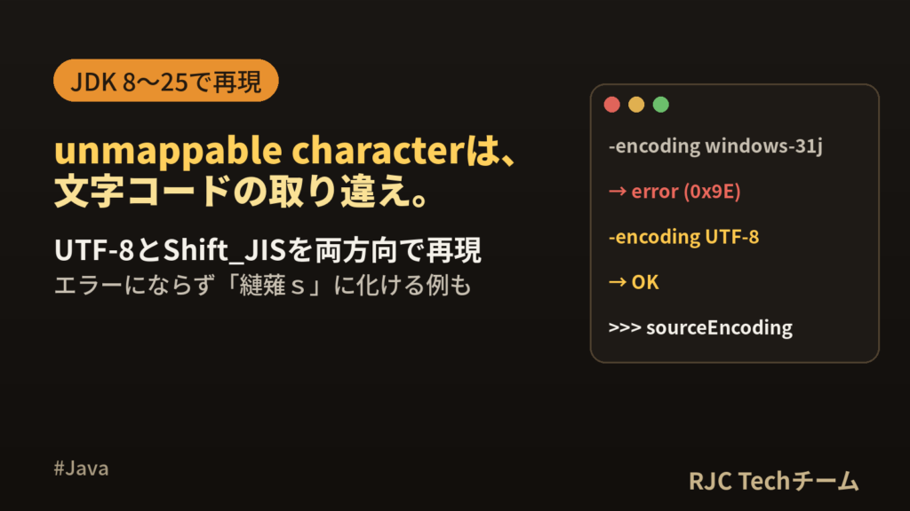 unmappable characterの直し方｜javacの文字コード