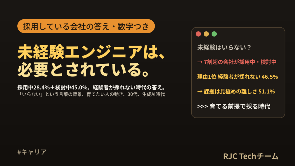 「未経験エンジニアはいらない」は本当か｜採用している会社の答えと数字