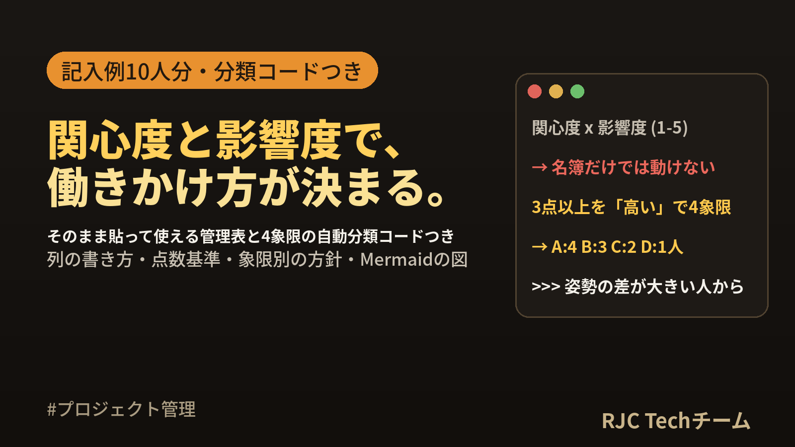 ステークホルダー管理表の書き方とテンプレート｜関心度×影響度マトリクスの例