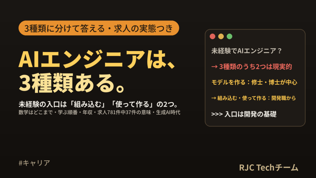 未経験からAIエンジニアになるには｜3種類の違いと現実的な入口・学ぶ順番