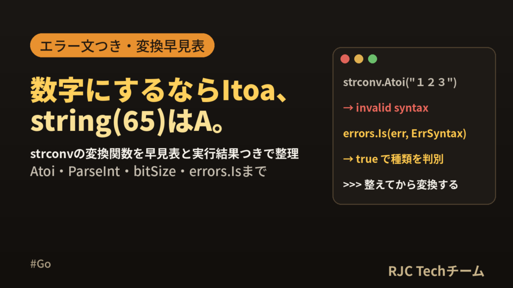 Goの文字列⇔数値変換｜strconv Atoi・ParseInt早見表
