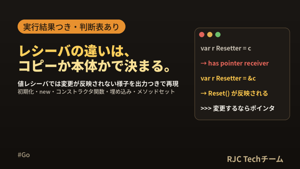 Go構造体とメソッドの書き方｜値レシーバとポインタレシーバの違い