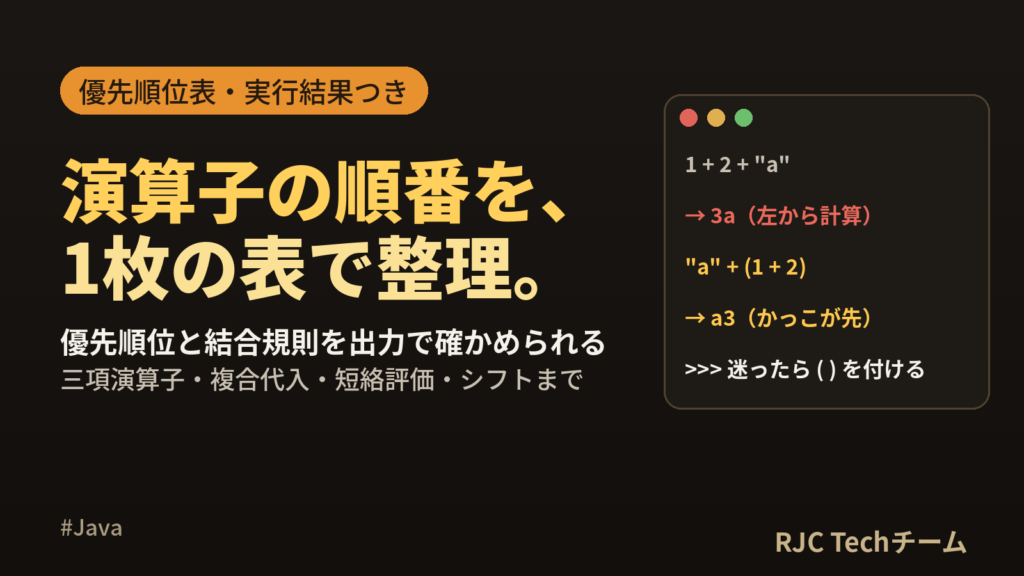 Java演算子一覧と優先順位表｜三項演算子・インクリメントの注意点