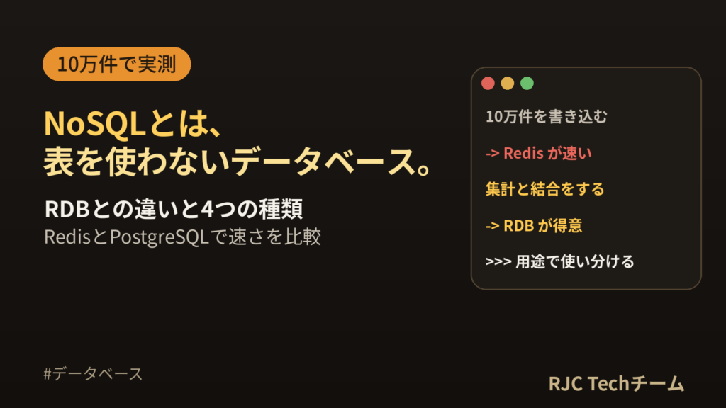NoSQLとは｜RDBとの違い・4種類をRedis/PostgreSQL実測で解説