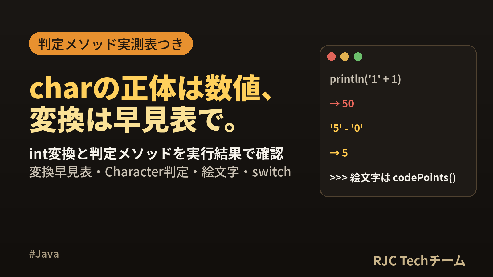 Java charの使い方｜int変換とCharacter判定メソッド一覧