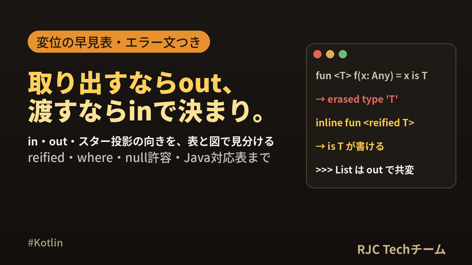 Kotlinジェネリクスの使い方 in・out・reified・whereを図解