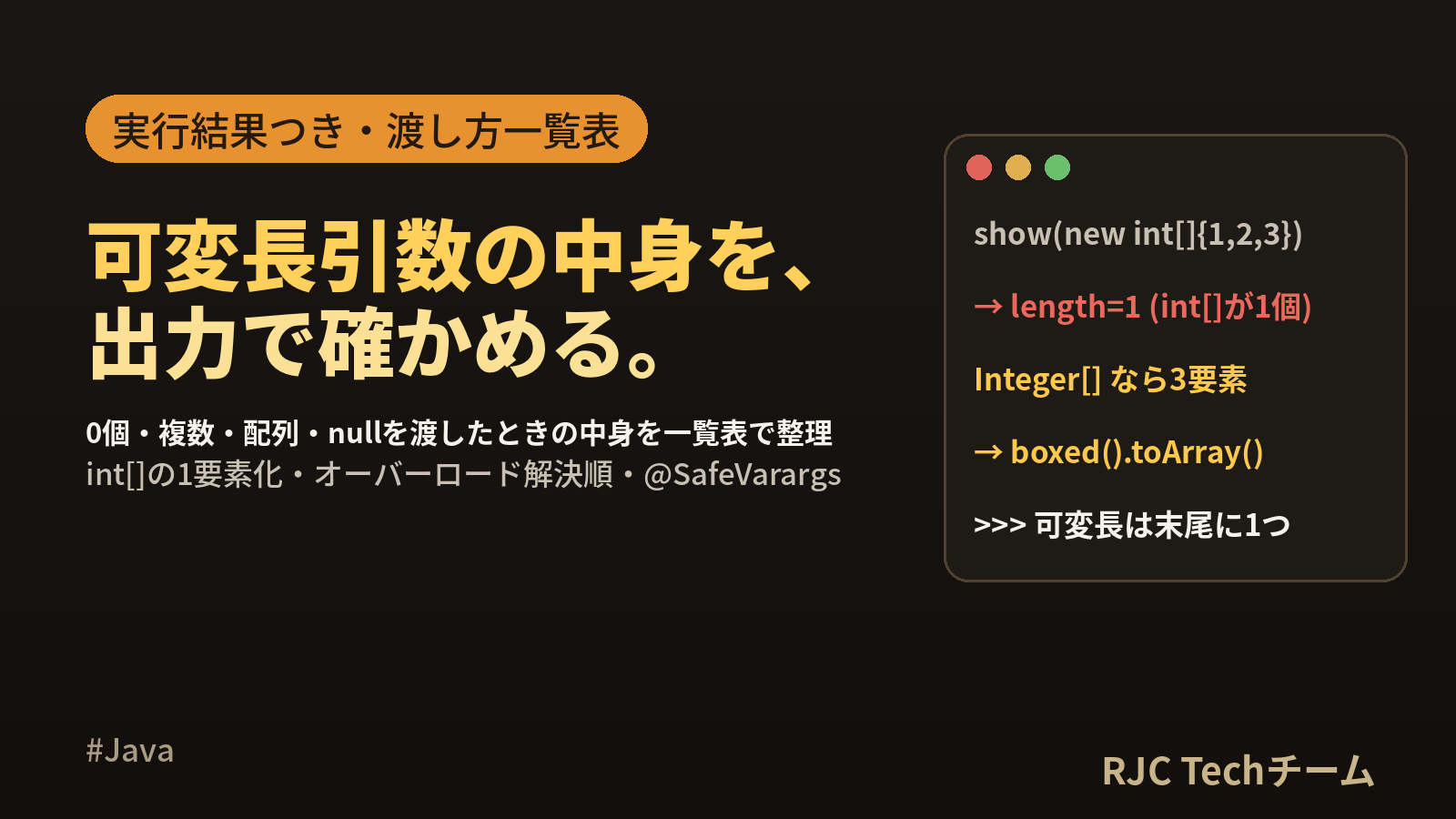 Java 可変長引数の使い方｜String…の書き方と配列を渡すときの注意点