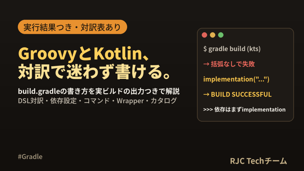 build.gradle書き方｜Groovy/Kotlin DSL対訳と依存設定一覧