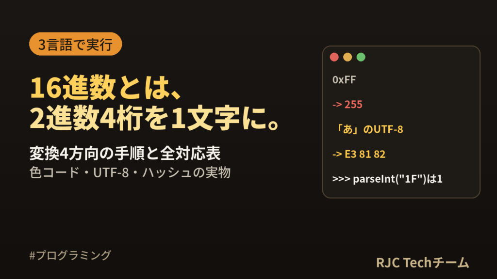 16進数とは｜変換・計算のやり方と0〜255早見表を3言語で実演