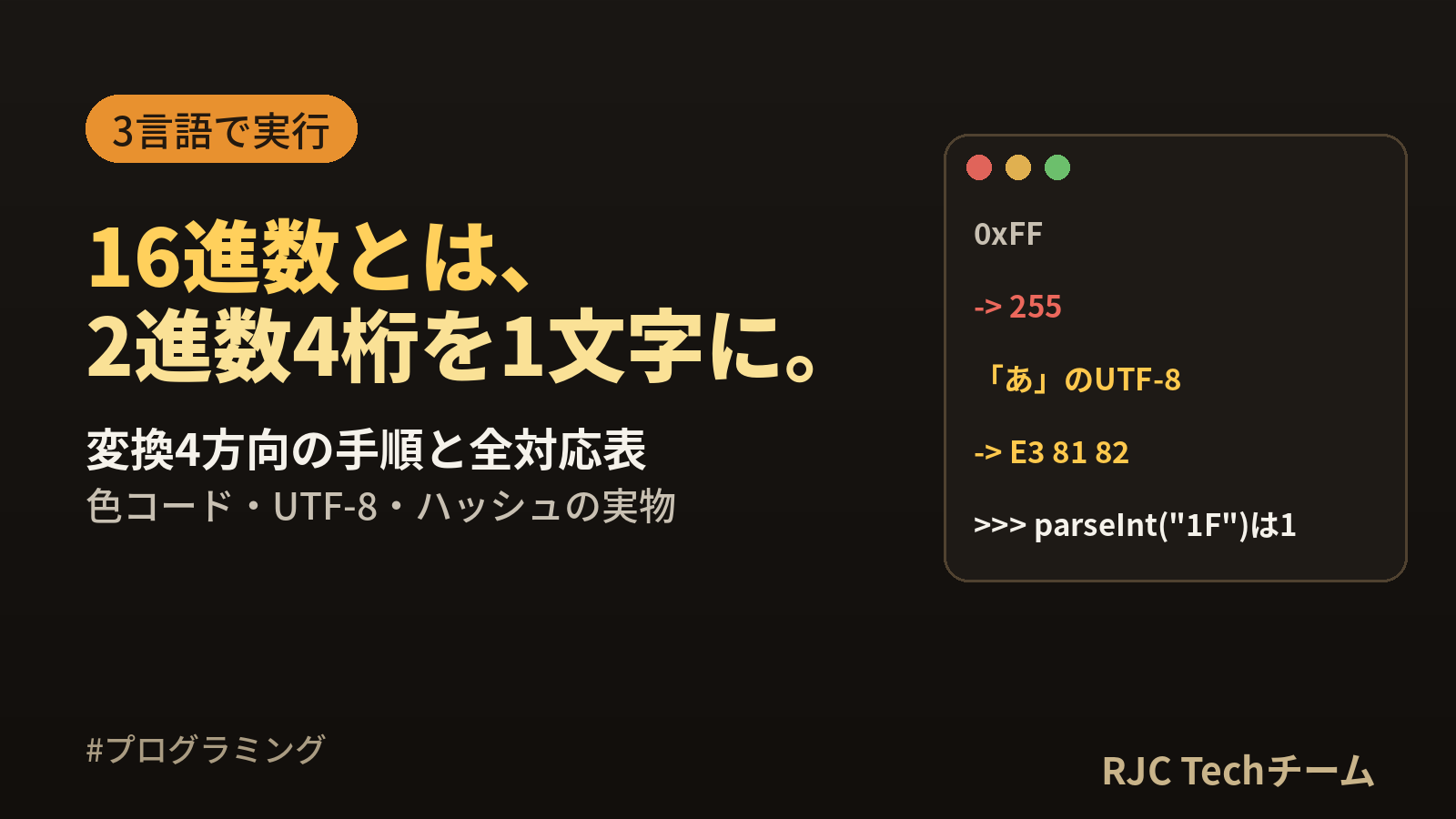 16進数とは｜変換・計算のやり方と0〜255早見表を3言語で実演