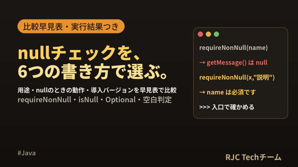 Java nullチェックの書き方｜requireNonNullとisNull