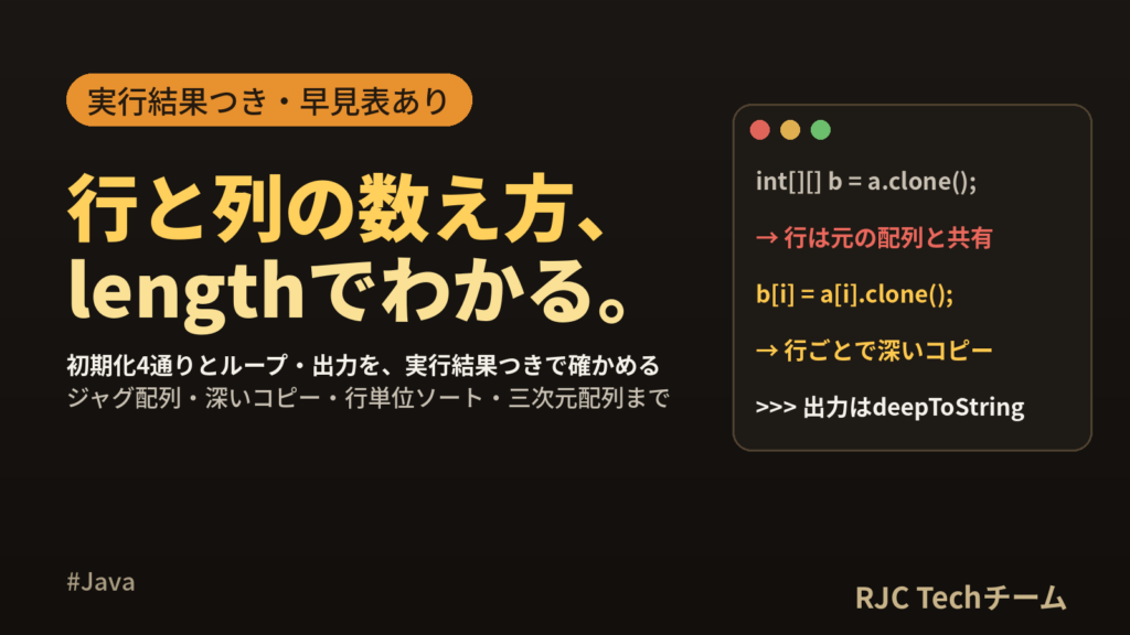 Java二次元配列の使い方｜初期化・ループ・lengthをコード付きで解説