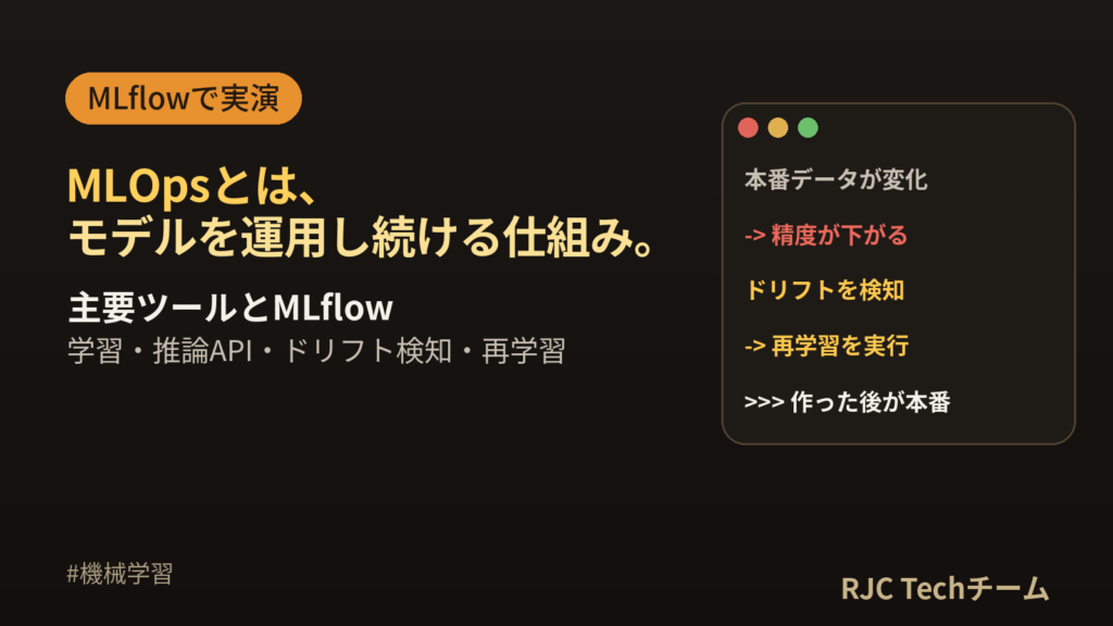 MLOpsとは｜主要ツールとMLflowで学習・推論API・ドリフト検知を実演