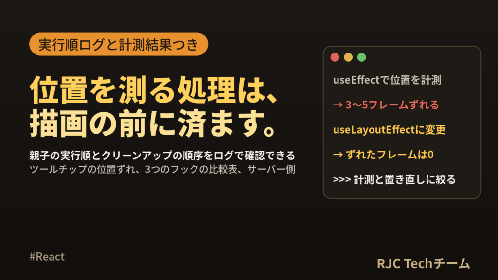 React useLayoutEffectとuseEffectの違いと実行順