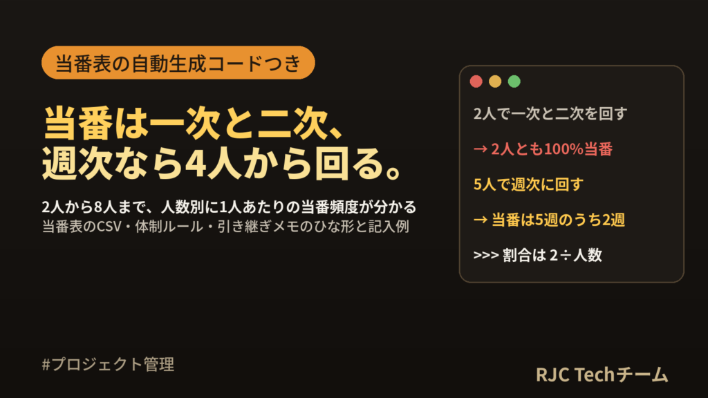 オンコール体制のルールとローテーションの組み方｜当番表と引き継ぎ手順
